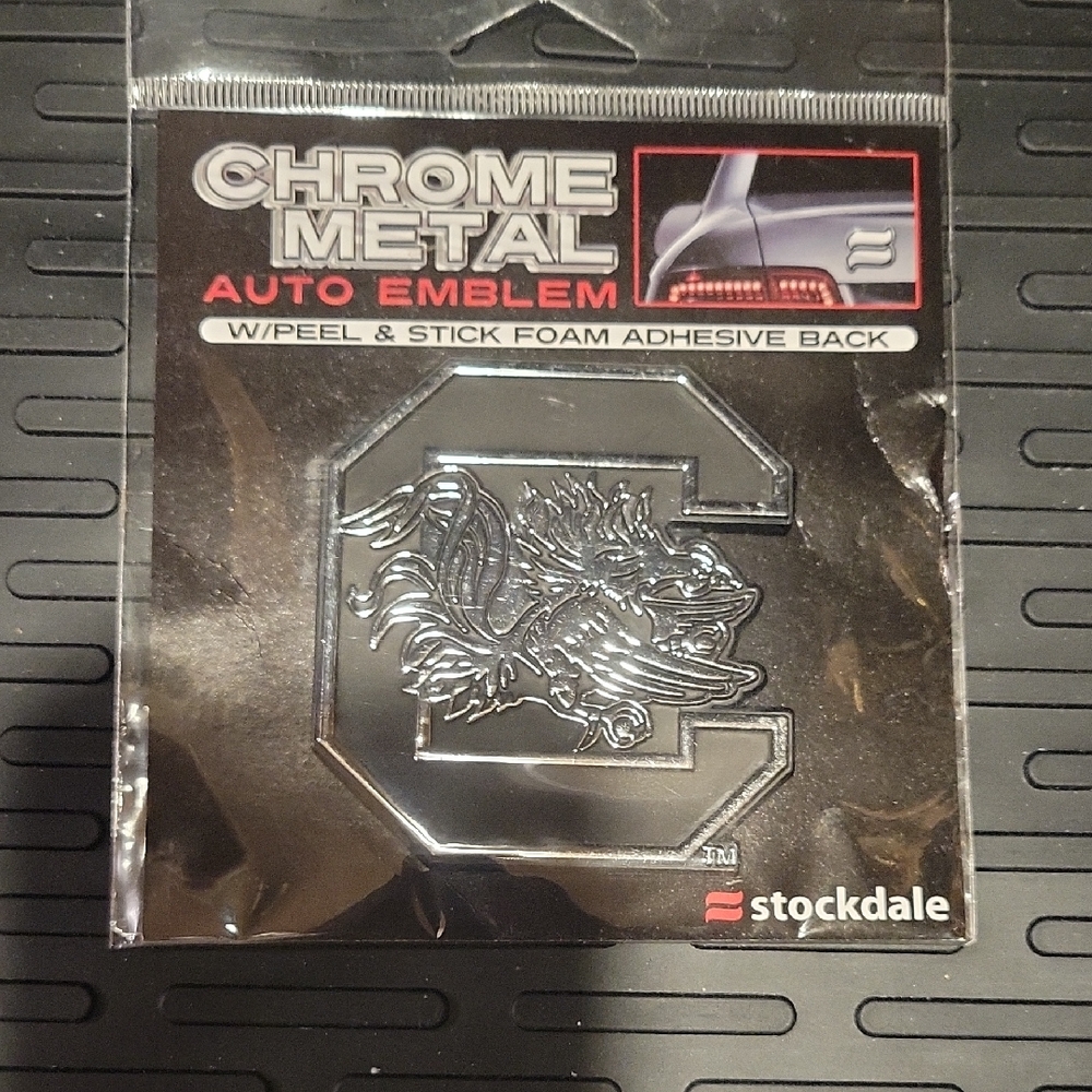Chrome Metal Auto Emblem USC Gamecocks